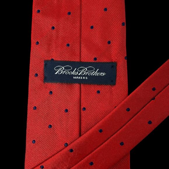 Vintage Brooks Brothers Tie Red/Blue Polka Dot Woven England Made USA Silk. 57” - Picture 14 of 16
